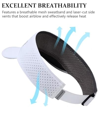 GADIEMKENSD Summer UPF 50+ Foldable Visor Hats Breathable Quick Drying Sun Visors for Women Reflective Tennis Cap Adjustable Golf Hats for Men Travel Sports Cycling Running Accessories White — view 4