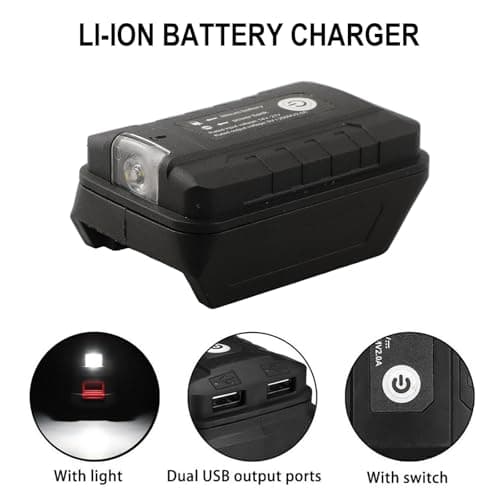 18V Dual USB Adapter Converter with Light 2106 Power Tool Pack — view 5