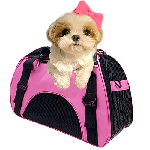 DONYER POWER Soft Sided Pet Carrier for Dogs & Cats Comfort Airline Approved Under Seat Travel Tote Bag Backpack, Reisetasche für Kleintiere mit Mesh Top und Sides,PINK S — view 4