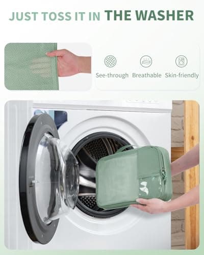 ECOHUB Packing Cubes for Suitcase, 6pcs Suitcase Organiser Bags with Tag, Recycled Travel Organiser Packing Bags for Backpack, Rip-stop Mesh Luggage Packing Organizers, Green (Patent Pending) — view 5