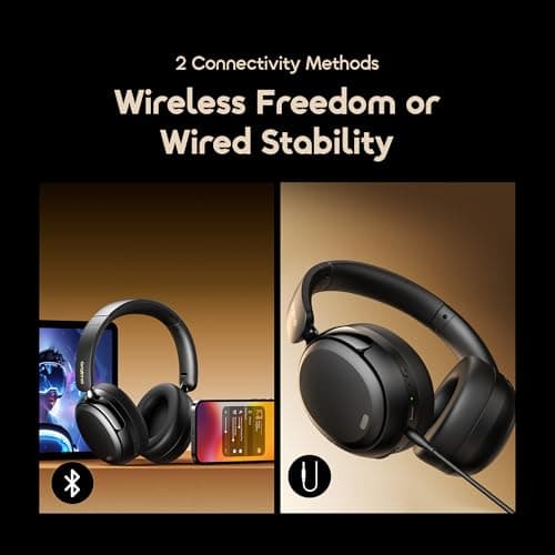 Oraimo Active Noise Cancelling Headphones, Bluetooth Headphones Over Ear, Wireless Headphones 65 Hours Playtime & Bluetooth 5.4 with Deep Bass, Foldable Lightweight, Fast Charging Travel/Work/Phone — view 5