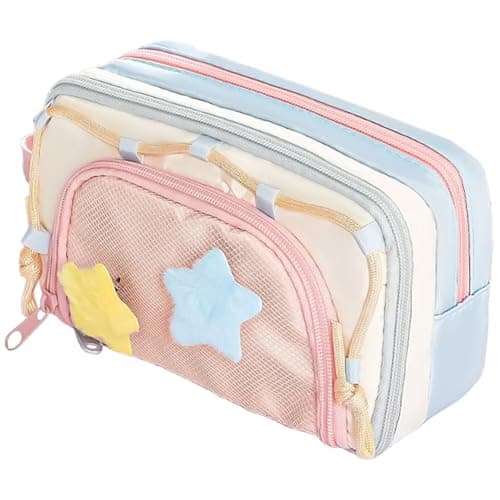 Portable Multi-Layer Pencil Case Organizer, Portable Design, 21x11x7.5cm, Stationery Pouch, Cute Pencil Case, Holds Multiple Stationery Tools, for Kids, Students, Girls