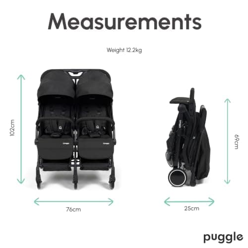 Puggle City Traveller Double Pushchair (Storm Black) — view 6