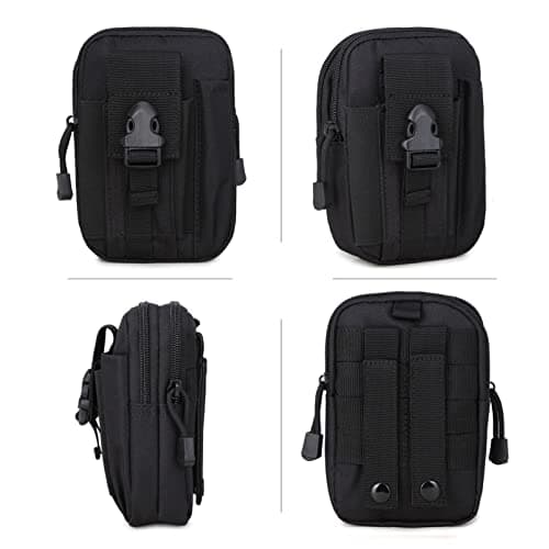 ZhaoCo Multi-Purpose Poly Tool Holder, Tactical Molle EDC Pouch Utility Gadget Belt Waist Bag with Cell Phone Holster for Sports Hiking Camping - Black — view 2