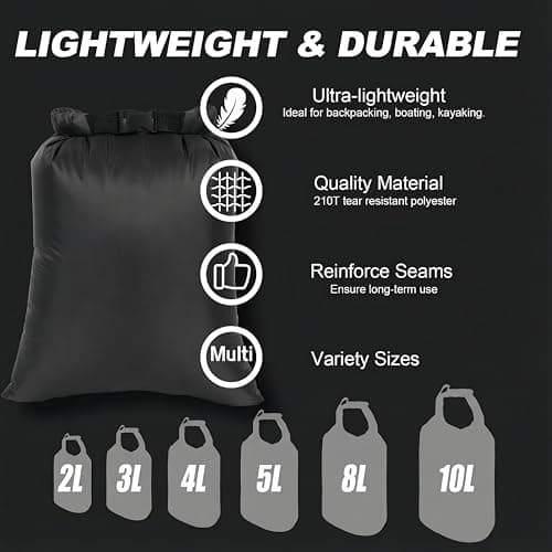 Ucolofun Dry Bags Waterproof Set, 6-Pack Ultralight Waterproof Bags Small Stuff Sack Water Proof Bag Dry Sacks, Outdoor Dry Bag Keep Gear Dry for Backpacking Hiking Boating Camping Travel — view 2