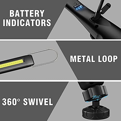 Dr. Prepare Rechargeable LED Work Light, Magnetic Inspection Light, 700 Lumens Portable Work Torch with 3200mAh Battery, 360° Swivel Base for Car Repair, Garage, Workshop & Emergency — view 6