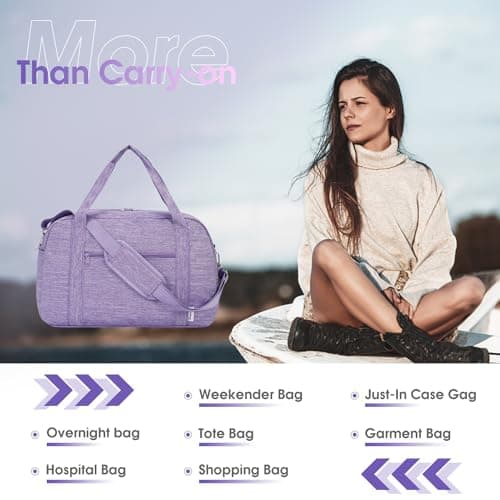 for Easyjet Cabin Bag 45X36X20 Underseat Travel Duffel Bag Holdall Tote with Wet Pocket Carry on Luggage Overnight for Women and Men 25L (Purple) — view 4