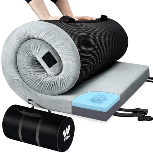 Willpo Memory Foam Camping Mattress with Travel Bag, Lightweight Portable Sleeping Pad for Tents, Guest Beds, Home - Gray, Single