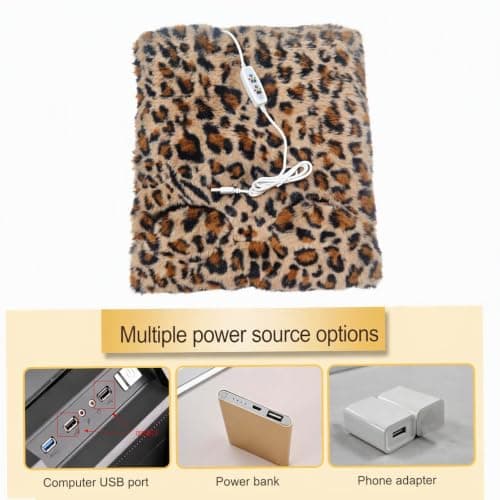 Furry Heated Foot Warmer for Bed Under Desk, Yellow — view 4