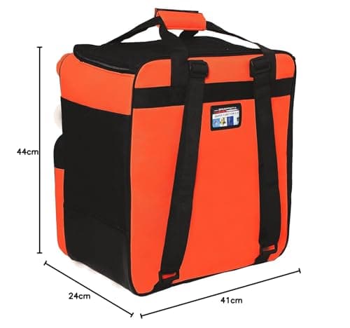 Henry Brubaker ski boot bag, helmet bag , ski boot rucksack, convenient boot bag with rucksack function, Super Function 2.0, winter edition in 6 special colours. , Orange/Schwarz/Weiß — view 5