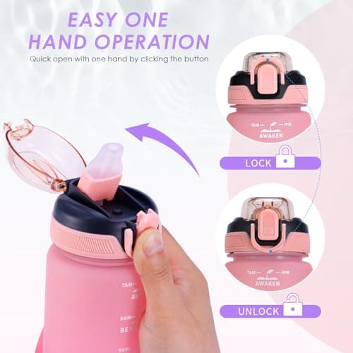 SUPPRUI Kids Water Bottle With Straw, 600ml Children Drinks for School, Leakproof BPA-Free Tritan Motivational Drink Bottles for Girls Boys(Blue) — view 3