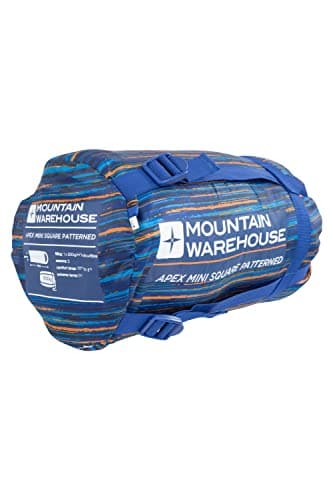 Mountain Warehouse Apex Mini Square Patterned Sleeping Bag - 2 Season, Lightweight & Insulated Bag - For Autumn, Camping, Hiking & Trekking Blue — view 4