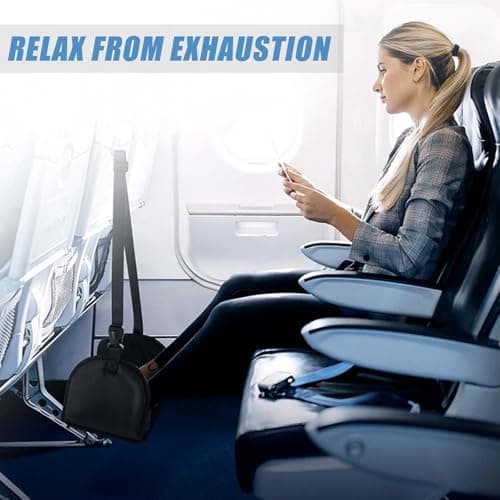 Satiskid Adjustable Foot Hammock for Flight with Removable Support Plate & Sleep Kit (Eye Mask + Earplugs) | Ergonomic Leg Rest for Long Haul Flights, Office & Travel | Includes Drawstring Storage Bag — view 5