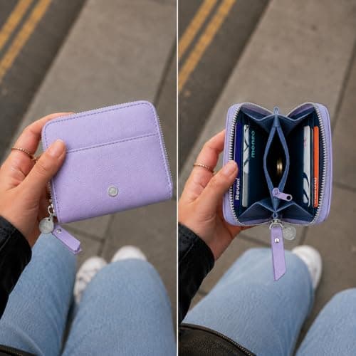 Small Purses for Women Faux Leather RFID Multi-Slot Card Wallet (Purple) — view 6
