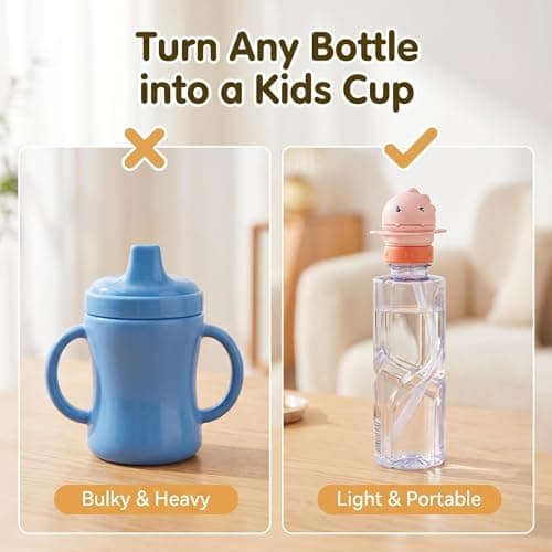 3Pack Water Bottle Spout Conversion Cap with Straw,Universal 2-in-1 Spill Proof Drink Converter, Reusable Leak-Proof Sippy Spout Adapter for Bottles, BPA Free, Portable, for Travel & Outdoor — view 5