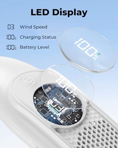 ASNUG Neck Fan, Bladeless Neck Fan, 4000 mAh Rechargeable Personal Fan, 360° Hands Free Wearable Fan, 3 Speeds Adjustable,Faster Cooling, Ultra Quiet, Suitable for Home, Office, Travel, Sports — view 3