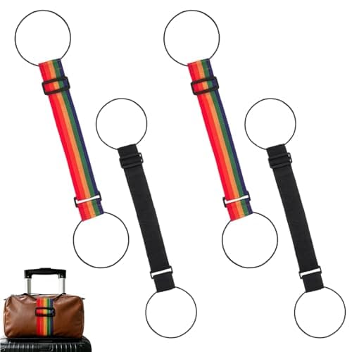 4 Pcs Adjustable Luggage Straps for Suitcases, Luggage Connector Straps for Suitcases, Travel Straps for Luggage Portable Travel Over Handle (Multicolor)