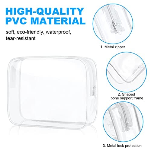 Aucuu Clear Toiletries Bag, 4 Pack PVC Waterproof Toiletries Carry Pouch, TSA Approved Travel Toiletry Bag with Zipper, Multi-Size Cosmetic Makeup Bags for Women and Kids - Travel Business — view 3