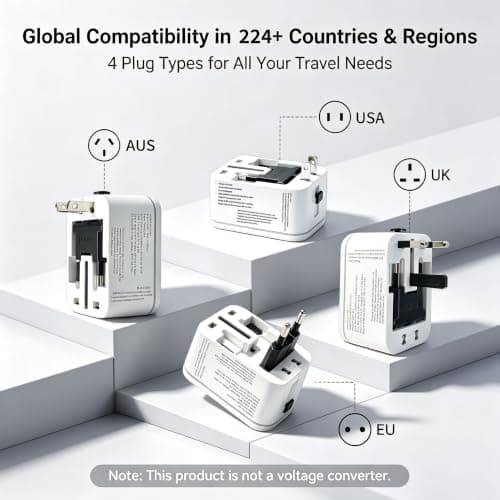 Universal Travel Adapter Worldwide with 2 USB C & 2 USB A Ports — view 2