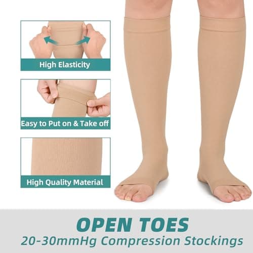 Evolyline Medical Compression Socks for Women Men 20-30mmhg Open Toe — view 4