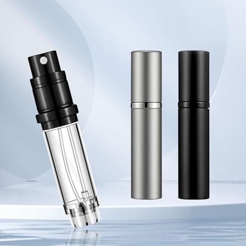 VZU 2PCS Perfume Travel Bottle, Perfume Atomiser 5ml, Portable Perfume Refillable Bottle, Atomizers with Pump for Travel, Leaking Proof, Luxurious Small Women and Men (Black & Grey) — view 4