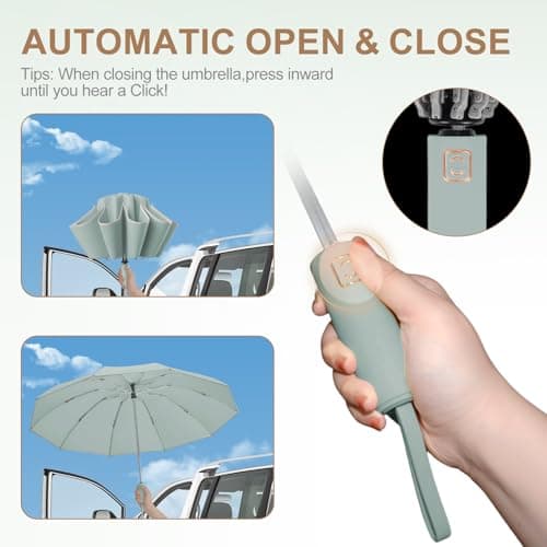 Zeproage Inverted Umbrella, Reinforced Canopy with Reverse Folding, Auto Open & Close, UV Protection, Windproof, Reflective Strip, 10 Rib Aluminum Frame, for Car & Travel Use — view 6
