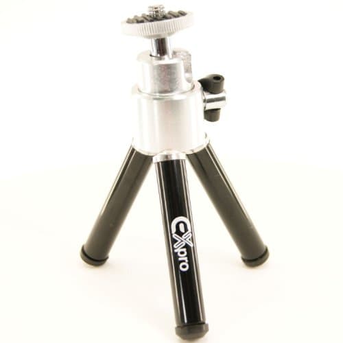 Ex-Pro Table-Top Mini Tripod, Aluminium Telescopic and compact - 3 Level - 15cm, 12.7cm & 10cm - Black & Silver