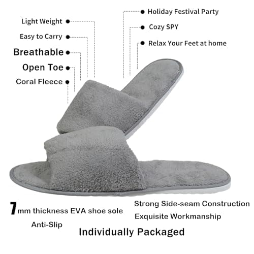 JK Home 4 pairs Coral Fleece Open Toe Spa Slippers, Disposable Deluxe Hotel — view 4