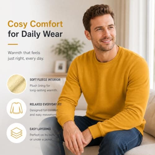 QIANCOME Thermal Sweatshirt Mens-Casual Jumpers for Men UK Fleece Lined — view 3