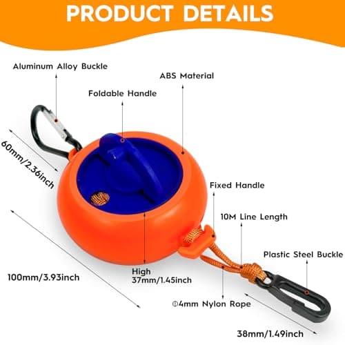 Retractable Travel Clothes Line 10m Portable Laundry Rope Camping Flip Hand Crank Washing Line Clothes Hanger Adjustable Drying Lines (Orange) — view 2