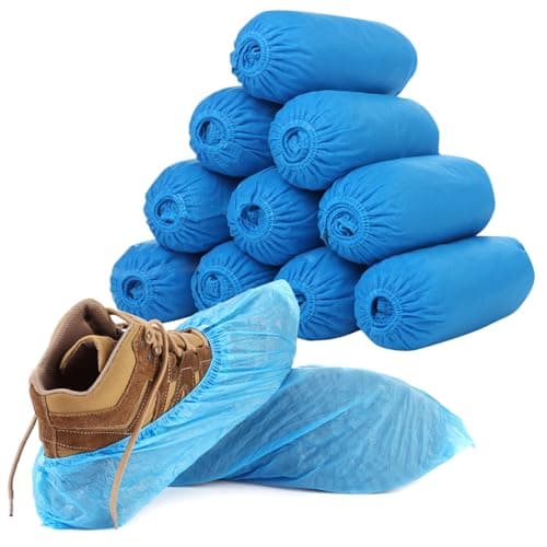 100 Pack Shoe Covers Disposable Overshoes Plastic Shoe Covers Waterproof Boot Covers Shoes Covers Disposable Foot Covers Disposable Shoe Protectors Covers for Home Offices Blue