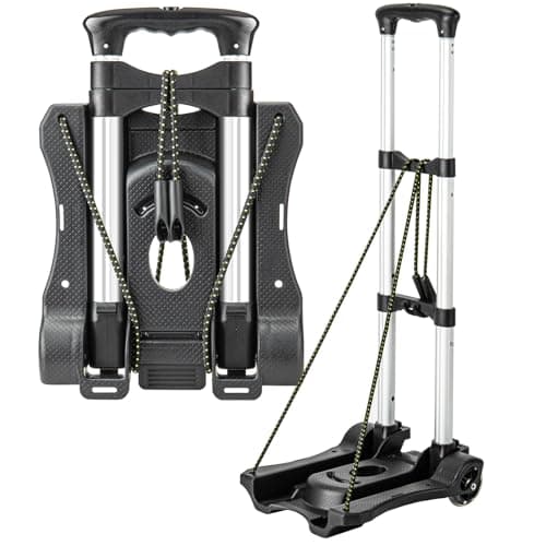 Vsaikeo Small Folding Hand Truck Dolly with 2 Wheels, Lightweight Aluminum Foldable Luggage Cart into Backpack, Collapsible Carts Portable Dolly for Airport Travel Moving