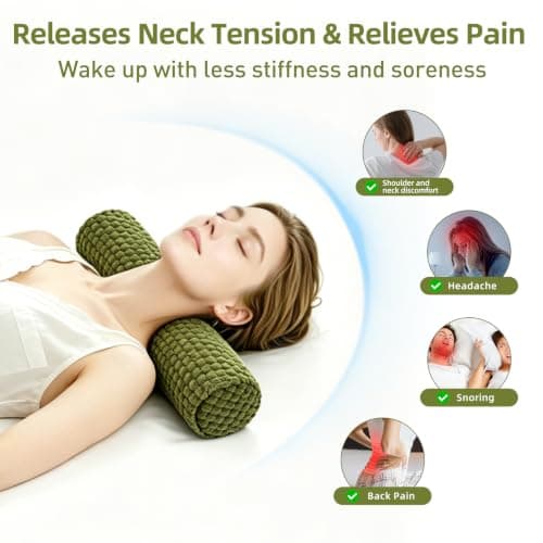Viaptus Cervical Pillow for Neck Pain, Memory Foam Neck Roll Pillow – Green — view 3