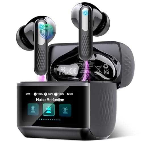 ZYHKON Wireless Earbuds, 2026 Bluetooth 5.4 Headphones In Ear with ANC/ENC Noise Cancelling Mic, HiFi Stereo Bluetooth Ear buds with Multifunctional Touchscreen, 5 EQ Modes Bluetooth Earphones, Black