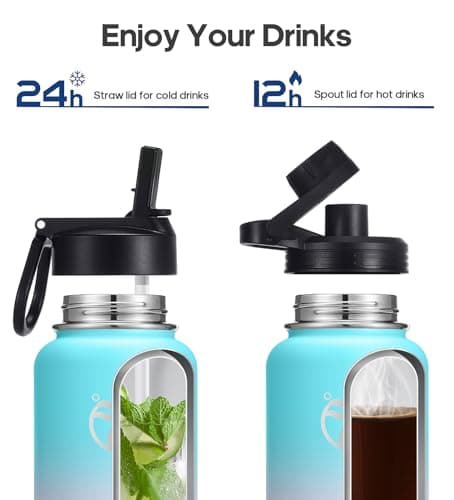 HydroPal Vacuum Insulated 500ml Stainless Steel Water Bottle with Dual Lids — view 3