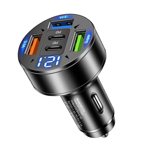 Car Charger Adapter 100W Multi-Port USB Type C PD Fast Charging 12V/24V