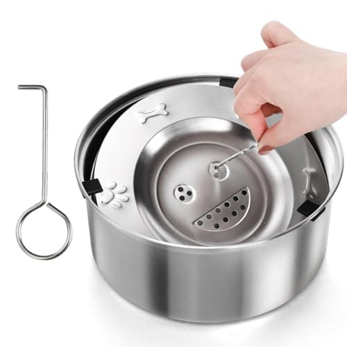 Coloch No Spill 3L Dog Water Bowl, 101oz Stainless Steel Dog Water Feeder No Drip Slow Dog Bowl with Floating Disk Large Capacity Pet Drinking Dispenser Vehicle Carried Travel Water Bowl for Dog, Cat — view 4
