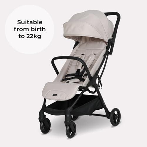 My Babiie MBX2 Compact Stroller – from Birth to 22kg, Foldable, Lightweight, Travel Buggy for Toddlers, Pushchair with UPF50+ Sun Canopy - Oatmeal — view 3
