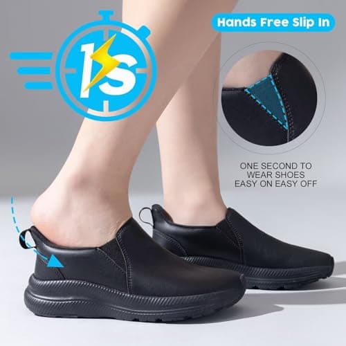 ZOVE Wide Fit Shoes Womens Wide Toe Box Slip On Leather Walking Shoes Ultra Light Extra Wide Fit Casual Sneakers Non-Slip Comfortable Sneakers 88166 Full Black 40 — view 3