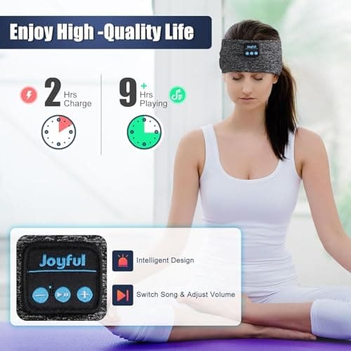 Sleep Headphones Bluetooth 5.3 Headband, Sports Wireless Earphones Sweat Resistant Earbuds with Ultra-Thin HD Stereo Speakers, Sleep Mask for Running,Workout, Yoga,Insomnia,Travel Cool Gadgets Gifts — view 4