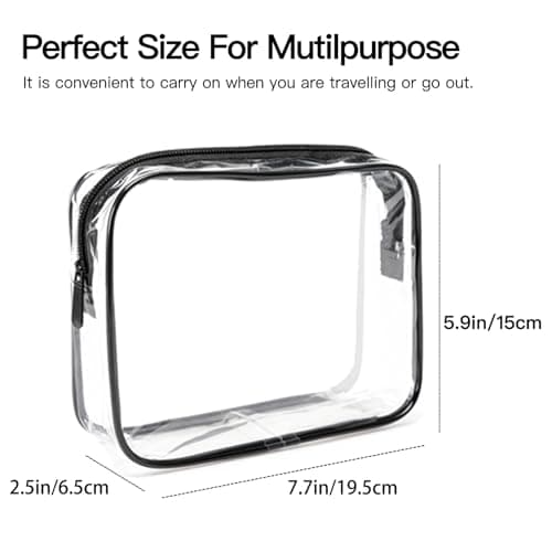3 Pcs Clear Toiletry Bags for Travel, TSA Approved See Through Wash Bag, Waterproof PVC Clear Makeup Bag Cosmetic Pouch, Transparent Liquid Bags for Airport Hand Luggage — view 4
