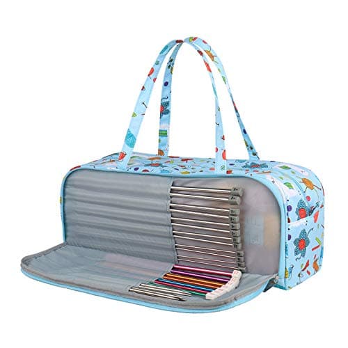 Coopay Knitting Bag, Knitting Bags for Wool and Needles Storage, With Handy Compartment for Extra Long Knitting Needles and Hooks, Crochet Bag with Side Pocket, Knitting Organizer Lightweight Large — view 2