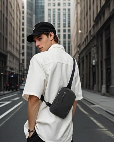 Small Cross Body Bag, Water Resistant Nylon Sling Chest Pack for Men Women — view 3