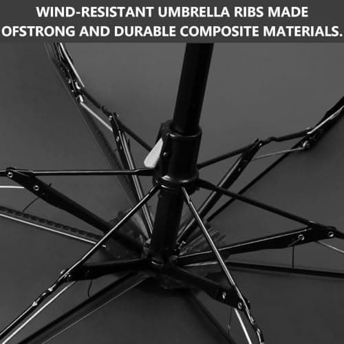 HUANYO Heart Pattern Umbrella - Windproof Compact Folding Umbrella with Auto Open & Close, Portable Travel Umbrella for Women & Men, (Love Black) — view 5