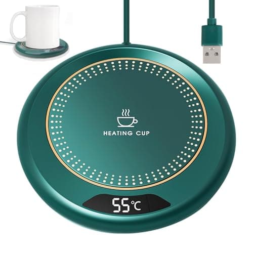 Coffee Mug Warmer USB Smart Beverage Heated Coaster 8H Auto Shut-Off with 3 Temperature 55 65 75 ℃ Settings Electric Touch Control LED Display Cup Warmer Pad for Dad Mom Desk Tea Milk Gifts