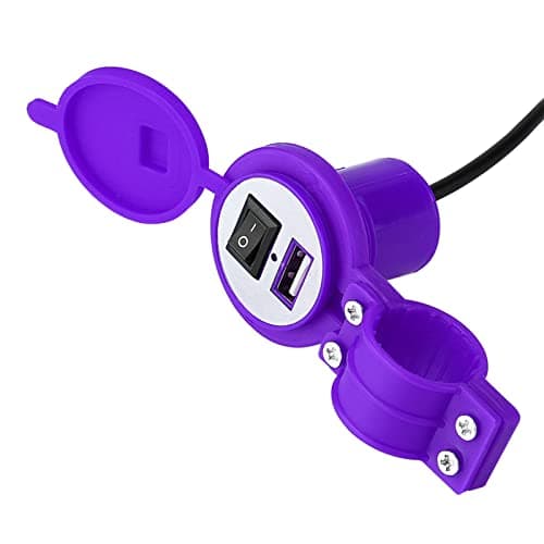 EMUKOEP High Quality Motorcycle USB Charging Socket with Waterproof Cap Universal Fit for 12-24V Electric Motorcycles (Purple) — view 6