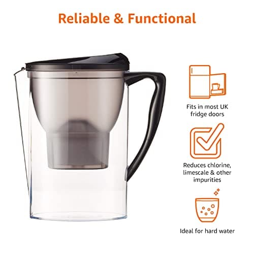 Amazon Basics 2.3L (4 Pints) Water Filter Jug with 1x30 Days Cartridge, BPA Free, Black — view 4