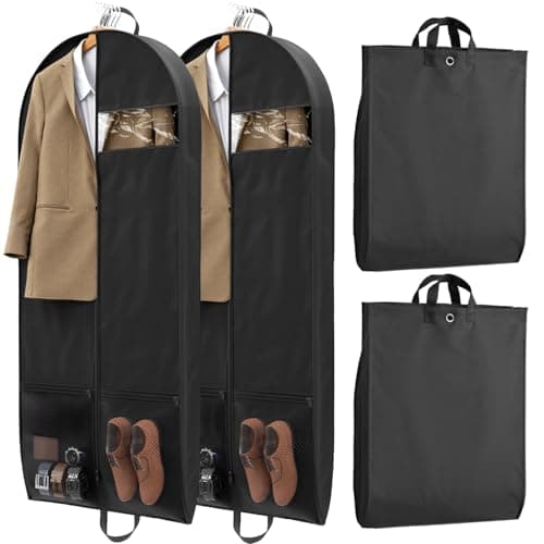 Suit bags for Travel, Dress Bag, Garment Bags for Hanging Clothes, Clothes Covers Protector Bags for Shirts, Coats, Dresses, Cosplay (Black, 2 Pack 60 Inches)