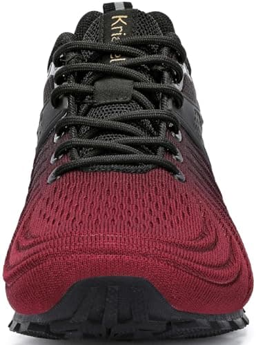 Kricely Mens Trail Running Shoes Breathable Lightweight Hiking Trekking Trainers Walking Shoes Red Brown 8 — view 3