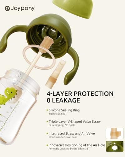 Joypony PPSU Sippy Cup, 266ml Spill Proof Weighted Straw Cup, Green — view 3